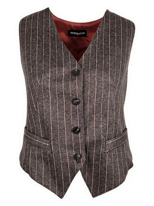 gilet donna  gessato marrone e rosa Good match | AV02-09G20